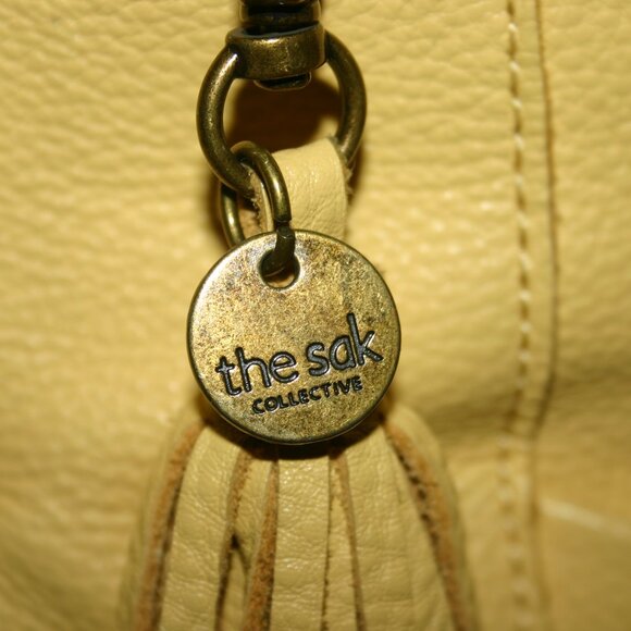 THE SAK Lemon Yellow Pebble Leather Shoulder Hobo Bag  B-122 - Picture 4 of 11